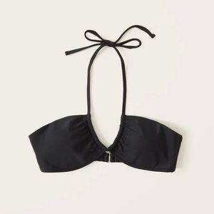 A&F Black Upside Down Halter Triangle Bikini Top Sz L